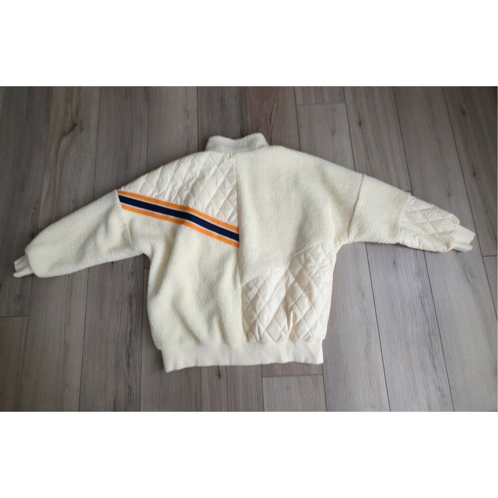 Nike Sherpa Loose Fit Oversized Full Zip Track Jacket Cream Women Sz XS - Picture 6 of 11